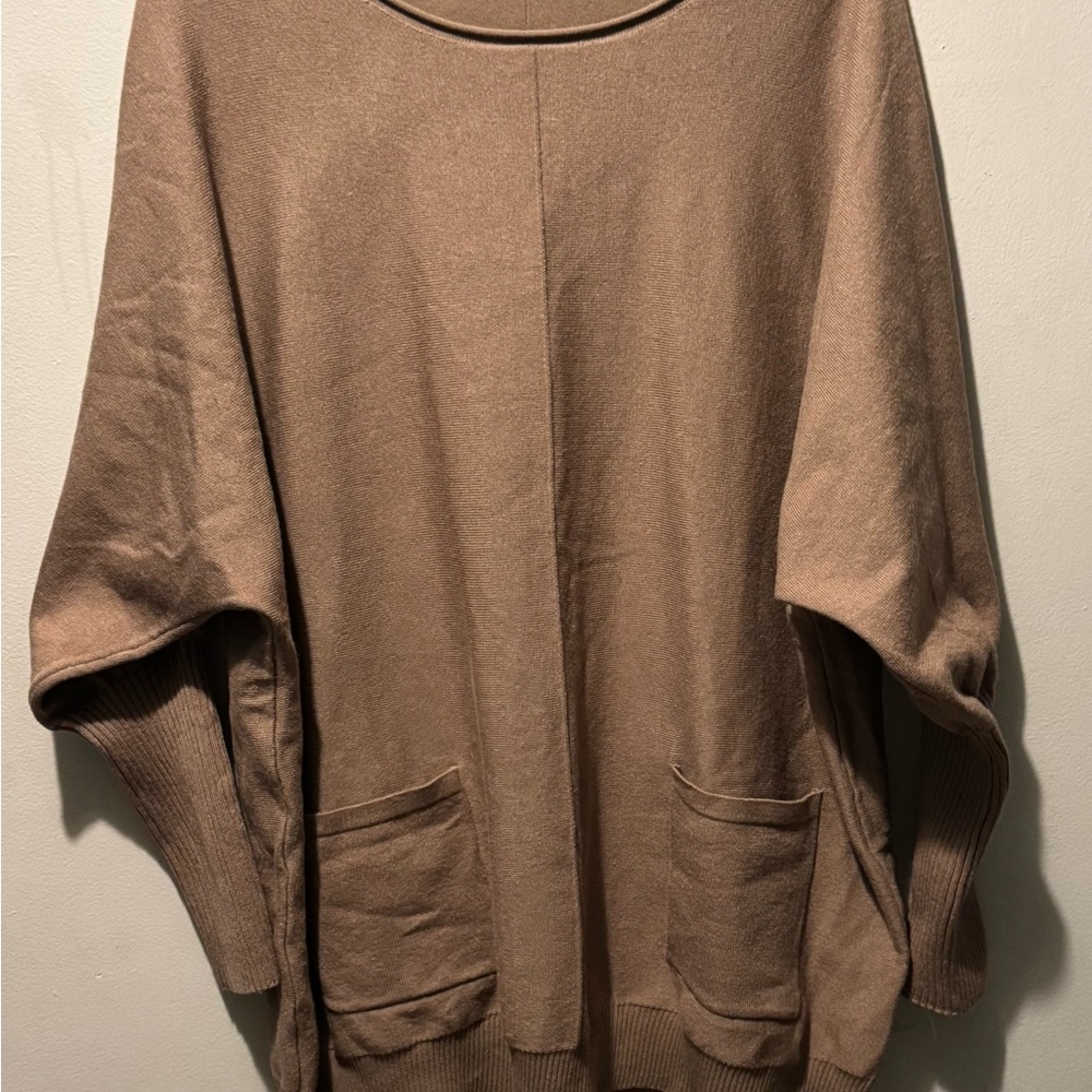 SHEIN Brown Oversized Sweatshirt with Pockets